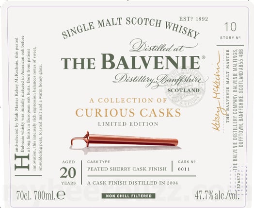 2026 The Balvenie A Collection Of Curious Casks Limited Edition 20 Year Peated Sherry Cask Finish Single Malt Scotch Whisky 700ml Bottles