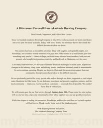 Akademia Brewing Announces Permanent Closure In Athens, Georgia