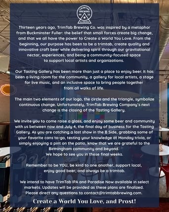 TrimTab Brewing Company Closing Tasting Gallery