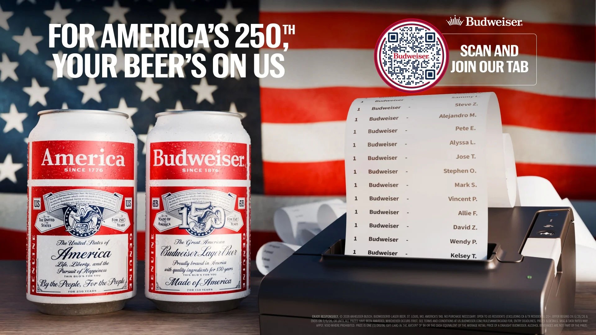 Budweiser is Covering the Tab for America's 250th Birthday