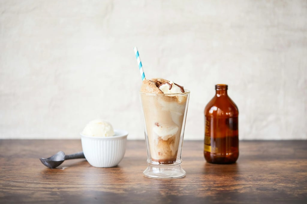 A dessert beer cocktail made with dark beer and ice cream