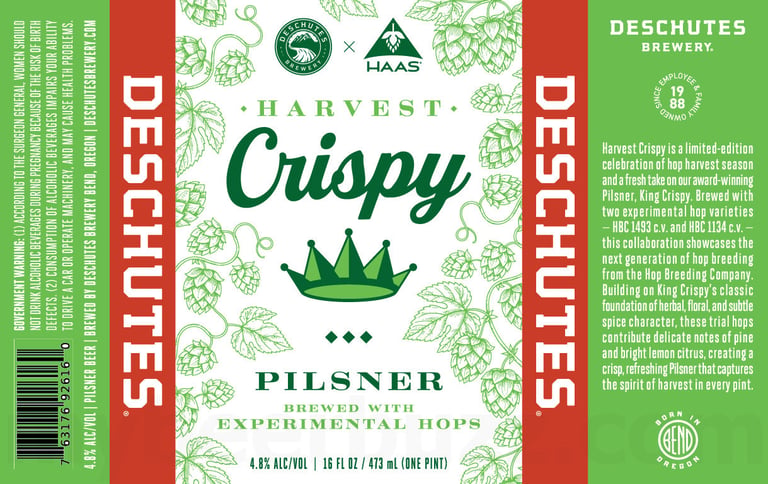 2026 Deschutes Harvest Crispy Pilsner 16-oz Cans