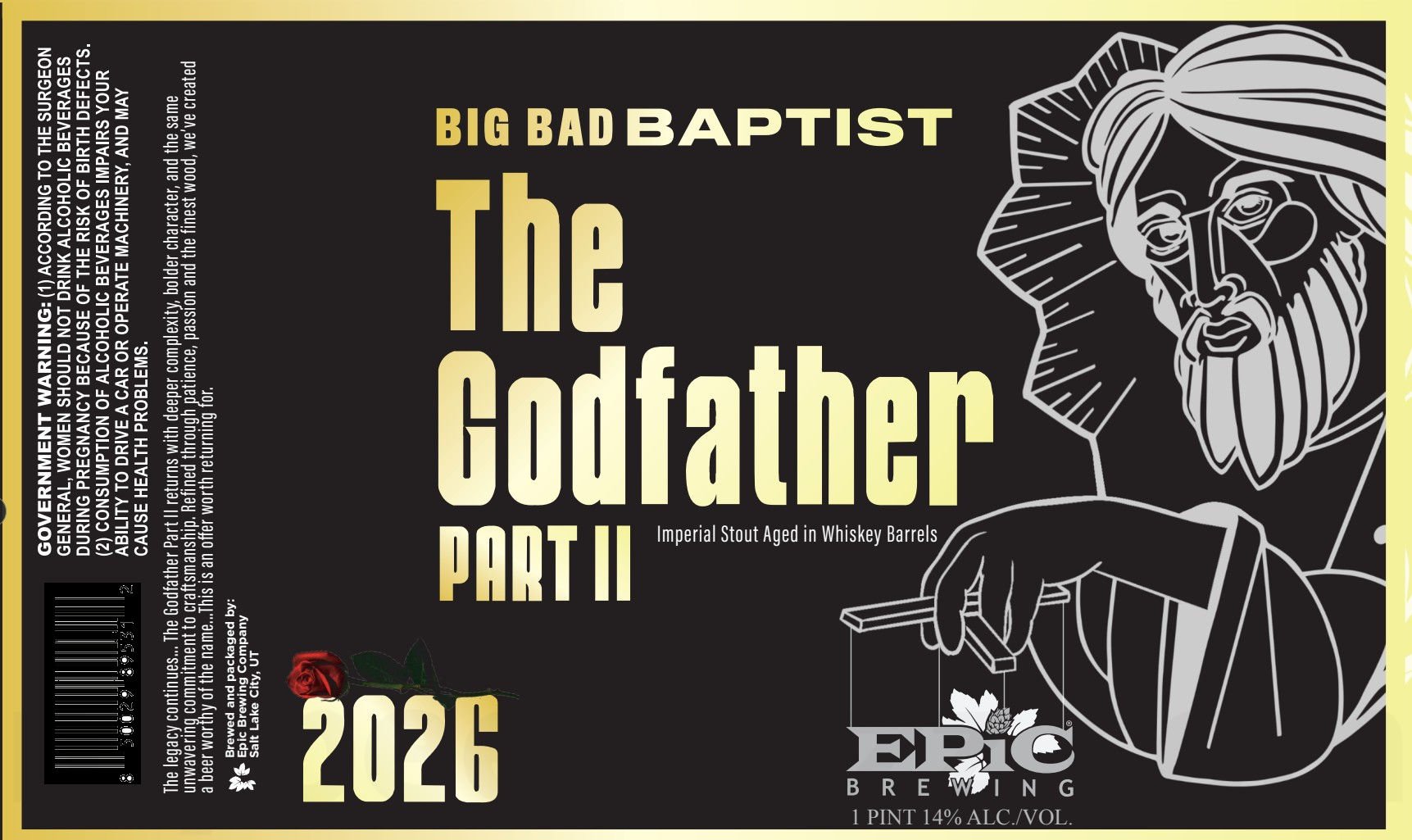 Epic Brewing Unveils Big Bad Baptist Beehive, Big Bad Baptist Scottish, Big Bad Baptist Big Easy, Big Bad Baptist Irish and Big Bad Baptist The Godfather Part II for 2026 14 2026 Epic Brewing Big Bad Baptist The Godfather Part II 16-oz Cans