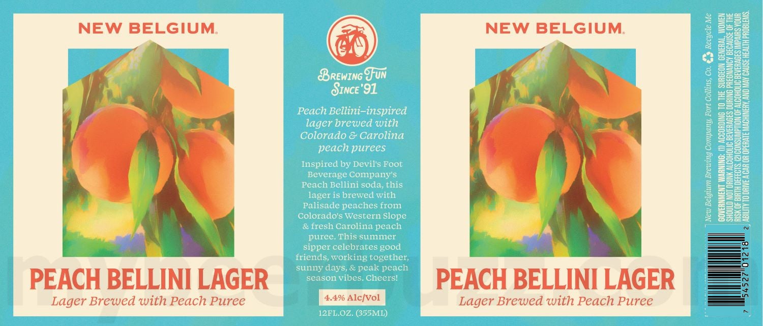 2026 New Belgium Peach Bellini Lager 12-oz Cans