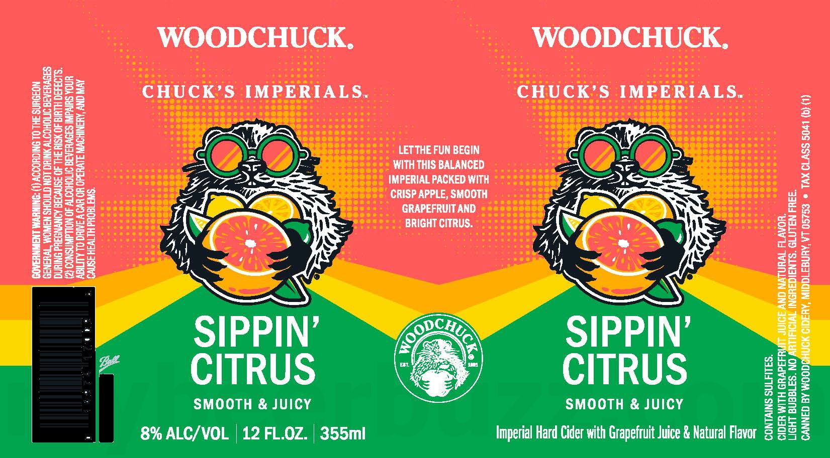 Woodchuck Adding Chuck's Imperial Wild Tropics & Sippin' Citrus Imperial Hard Ciders 8 2026 Woodchuck Chuck's Imperial Sippin' Citrus 12-oz Cans