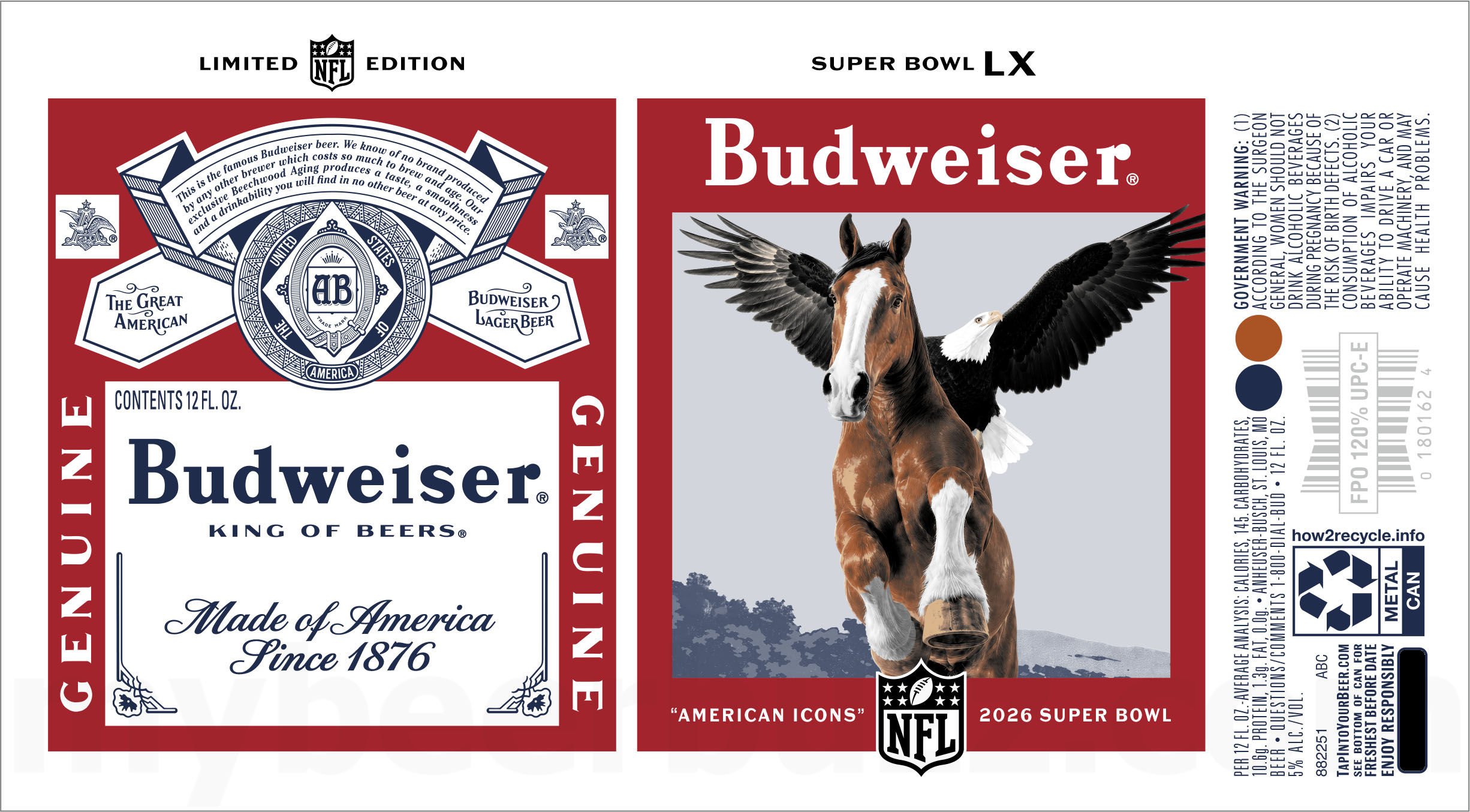 2026 Budweiser NFL Super Bowl 12-oz Cans