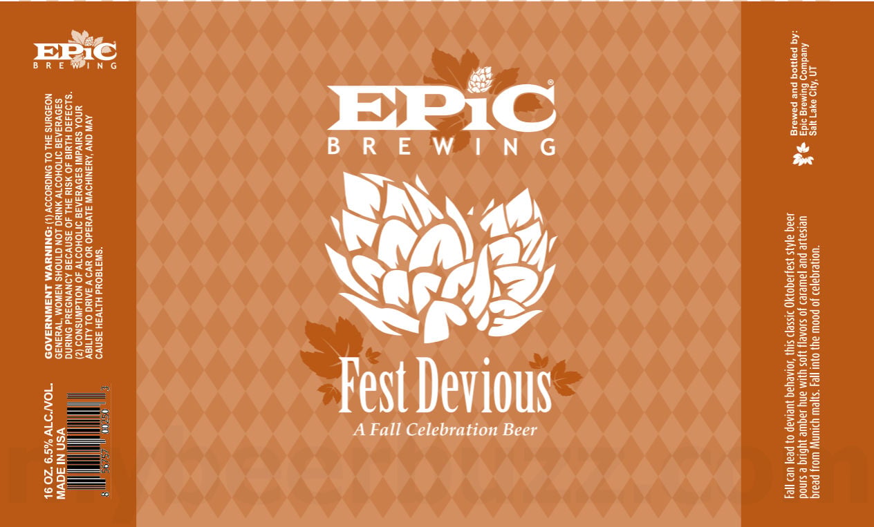 Epic Brewing Big Bad Baptista 10 Year Anniversary Ale, Fast Devious, Utah Sage Saison, Brainless Berry Bouquet & Italian Pilsner 14 Epic Fast Devious