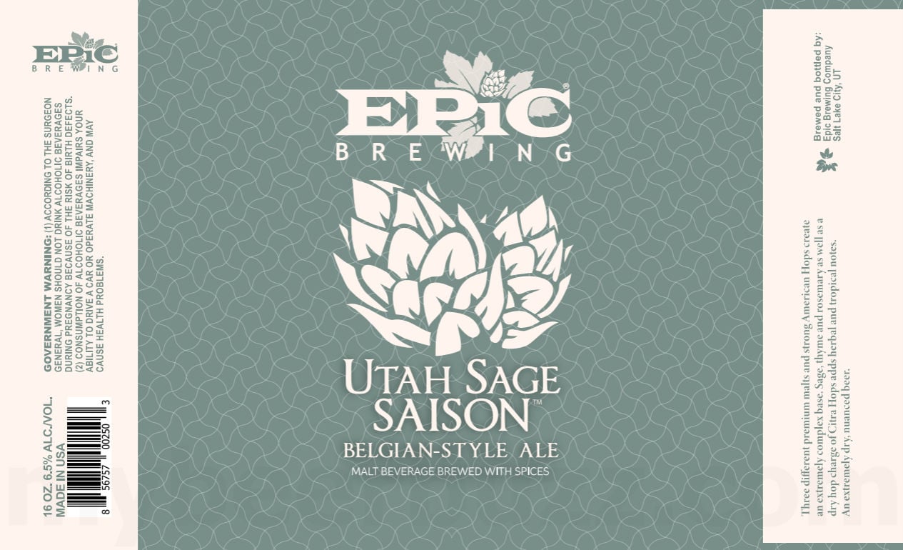 Epic Brewing Big Bad Baptista 10 Year Anniversary Ale, Fast Devious, Utah Sage Saison, Brainless Berry Bouquet & Italian Pilsner 15 Epic Utah Sage Saison