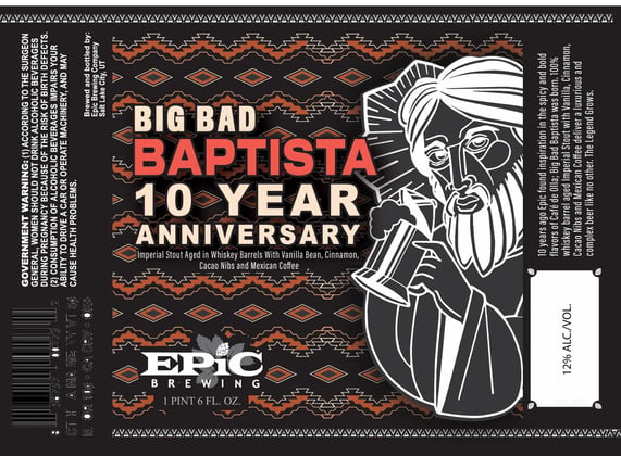 2026 Epic Brewing Big Bad Baptista 10 Year Anniversary Ale 22-oz Bottles