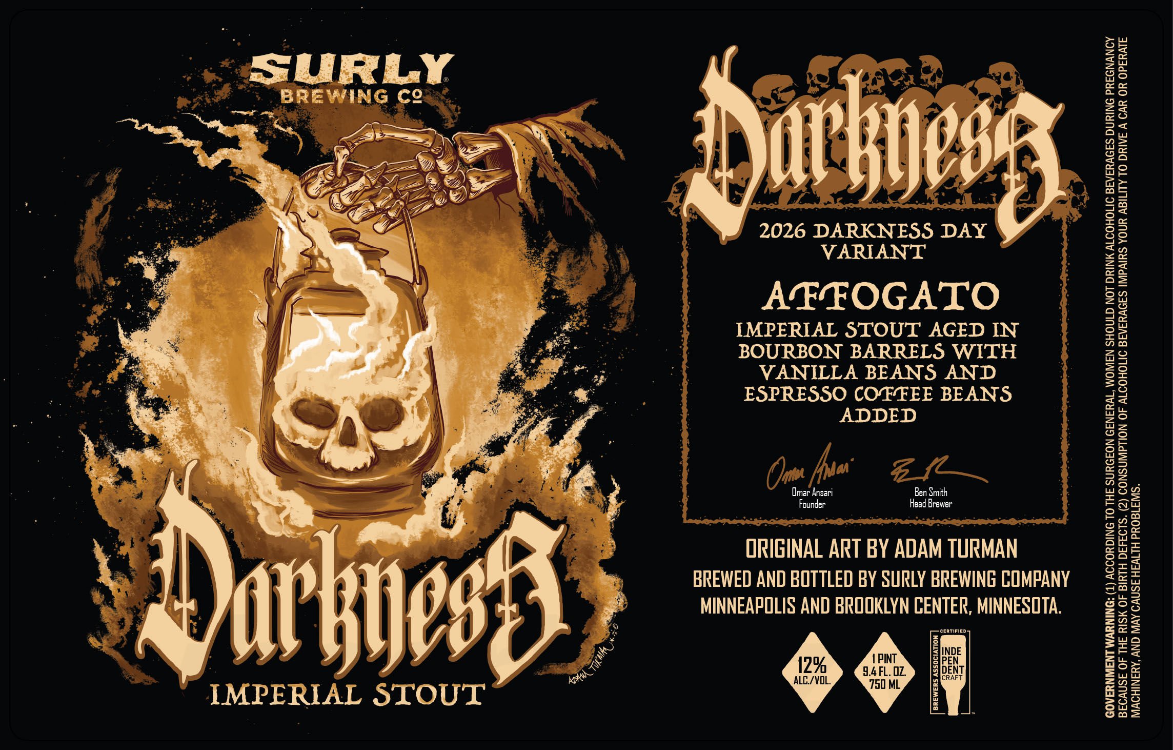 Surly & Firestone Walker Collaborate On 2026 Darkness Day Collaboration / Brewer's Variant Jelly Donut / Darkness Day Variant Affogato 10 2026 SUrly Darkness Day Variant Affogato 750ml Bottles