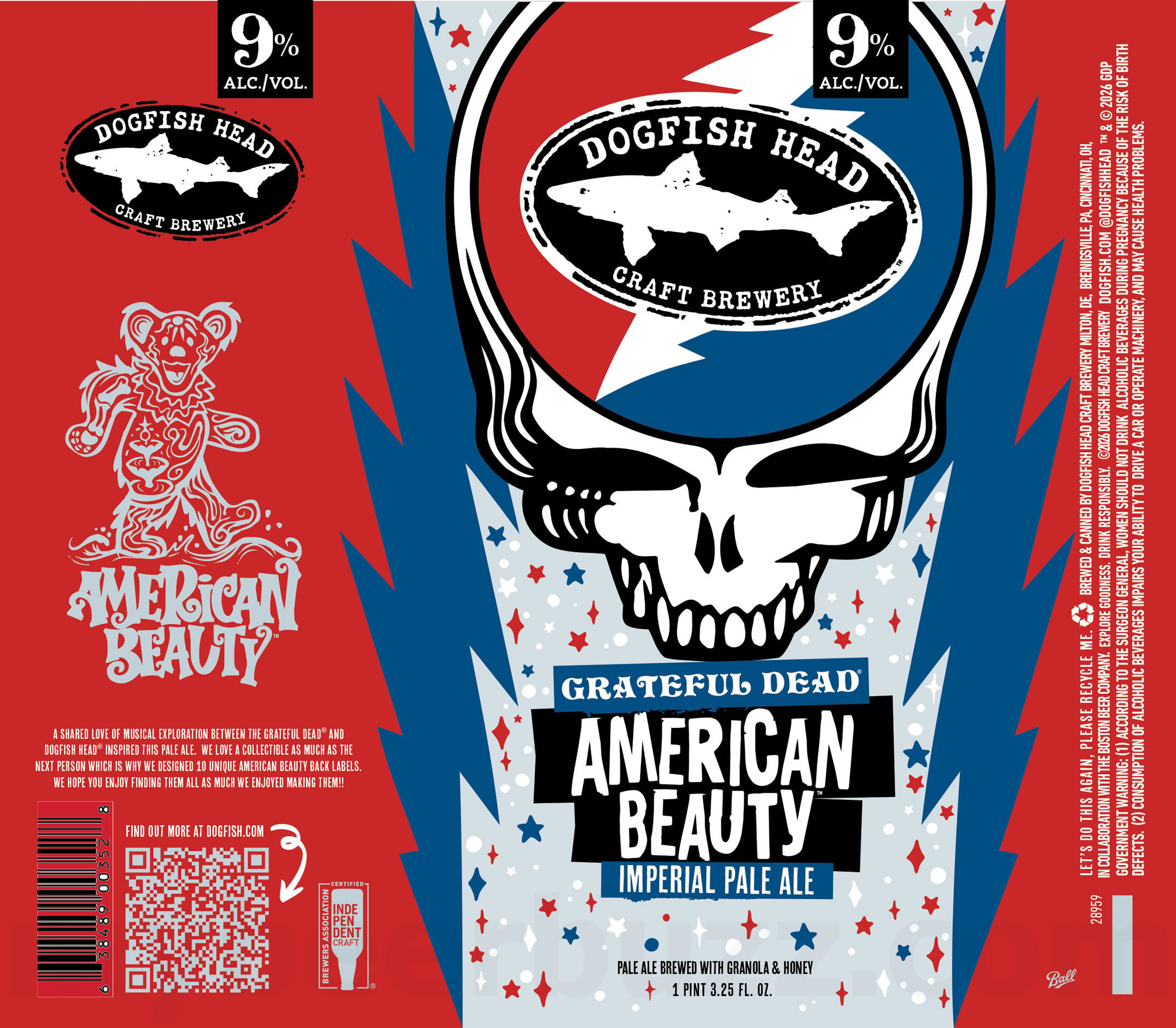 Dogfish Head American Beauty Commemorative Cans 16 Dogfish Head American beauty Commemorative Cans