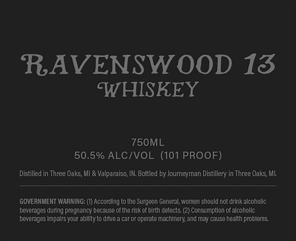 Journeyman Distillery Ravenswood 13 Whiskey