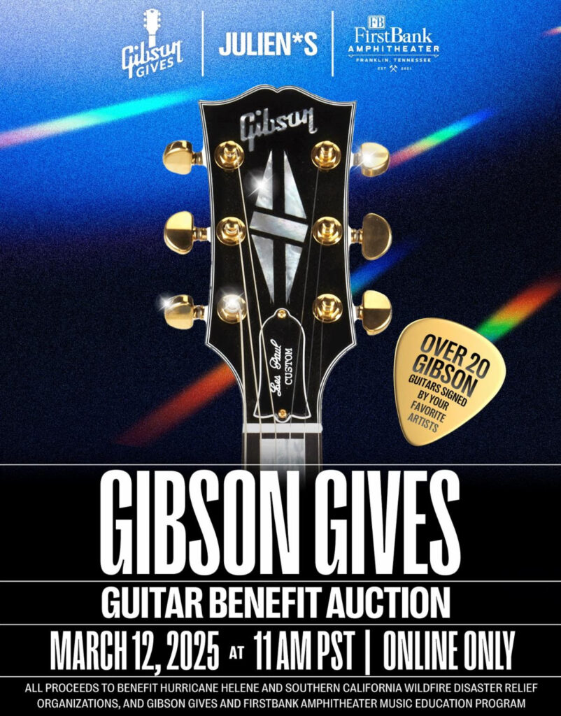 Strumming With The Stars: Gibson Gives, Julien’s, and FirstBank Amphitheater Play It Forward with Charity Guitar Auction, Star-Studded Auction Launches Today