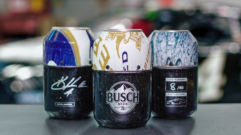 Busch Transforms Kevin Harvick’s 2018 Race Car Into Collector’s Edition Cans NASCAR CAR2CAN (Video)
