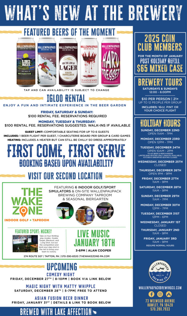 Wallenpaupack Brewing Holiday News & Brews
