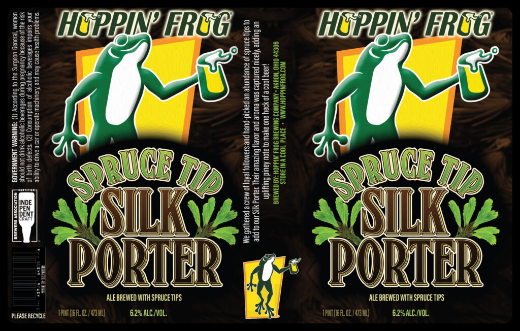Hoppin’ Frog Adding Spruce Tip Silk Porter, Banana Split Wheat Ale, Black Cherry Cobbler Turbo Shandy, Frogs Got The Jack, Smashing Strawberry Blonde, Kings Jewel & Maple Walnut Chocolate Brownie Pastry Stout