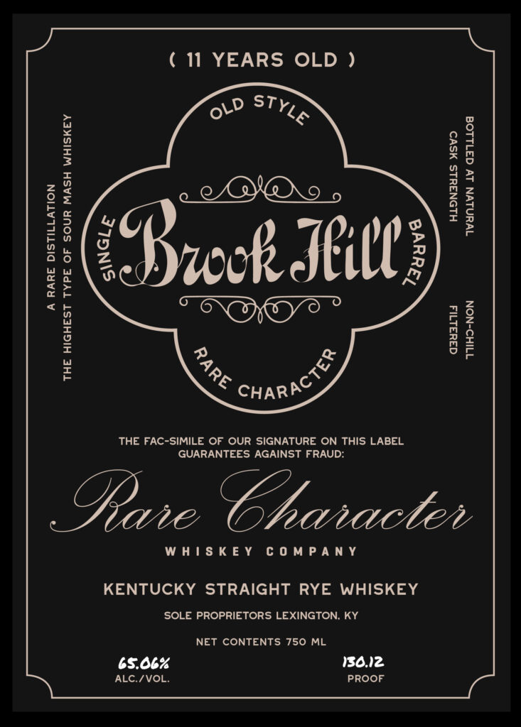 Rare Character Brook Hill Kentucky Straight Rye Whiskey