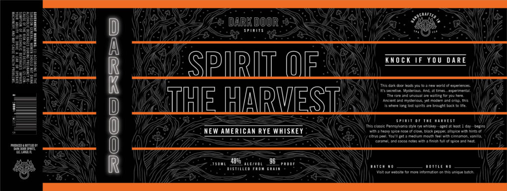 Dark Door Spirits Spirit Of The Harvest New American Rye Whiskey
