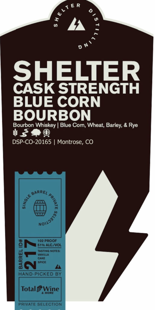 Shelter Distilling Shelter Cask Strength Blue Corn Bourbon