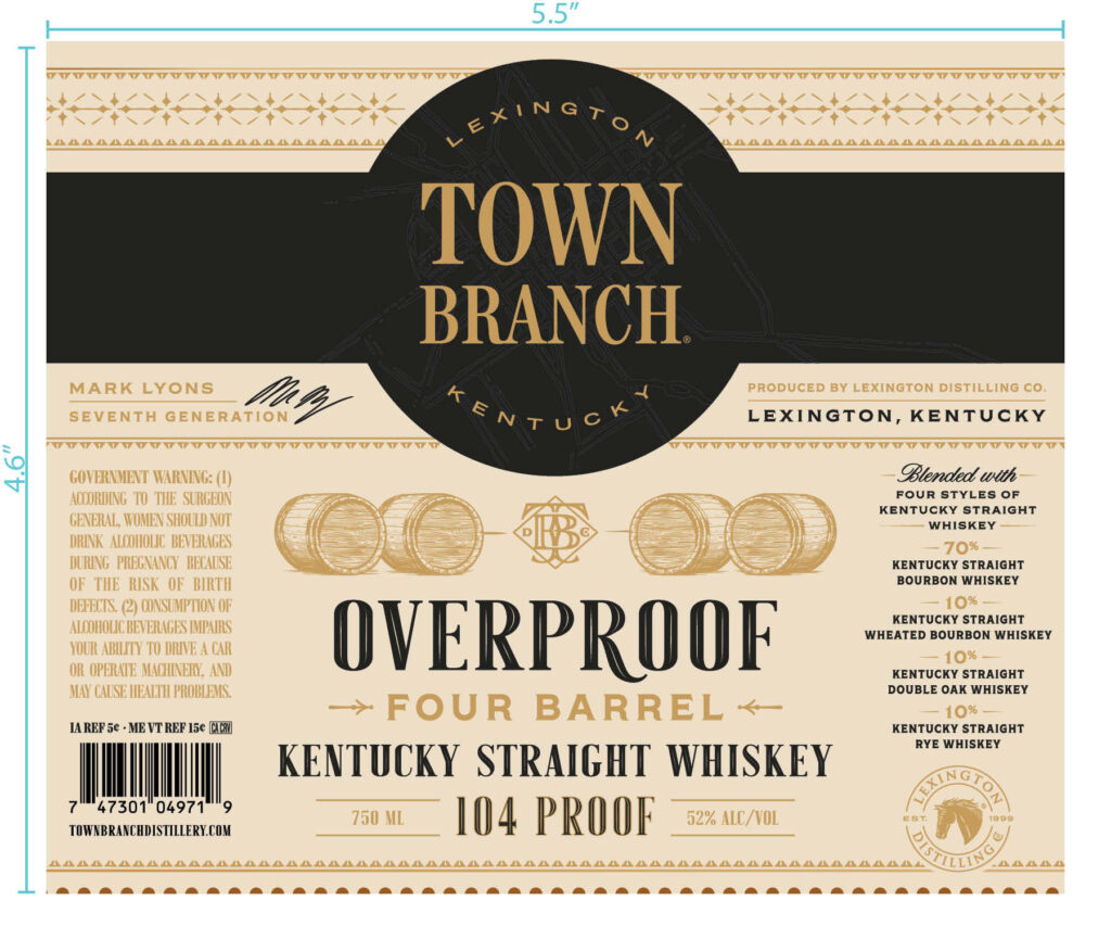Lexington Distilling Town Branch Overproof Four Barrel Kentucky Straight Whiskey