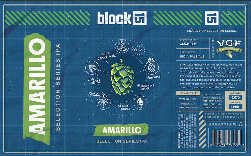 Block 15 Adding Amarillo Selection Series IPA, Simcoe Selection Series IPA, El Dorado Selection Series IPA & Mosaic Selection Series IPA