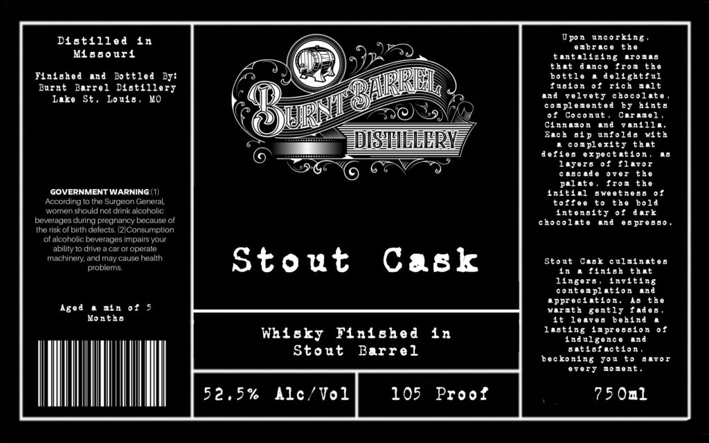 Burnt Barrel Distillery Stout Cask Whiskey Finished In Stout Barrel