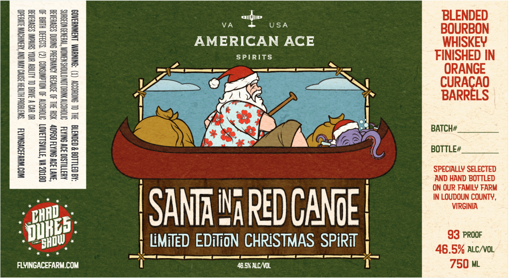Flying Ace Distillery / American Ace Spirits Santa In A Red Canoe