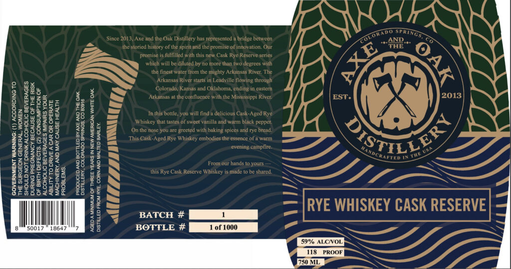 Axe And The Oak Distillery Rye Whiskey Cask Reserve