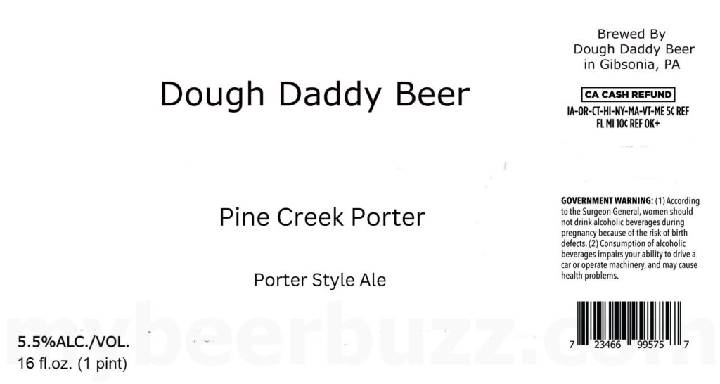 Dough Daddy Beer Adding Pine Creek Porter & Vanilla Pine Creek Porter Cans
