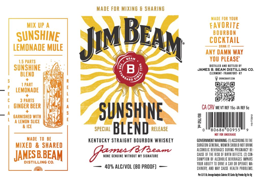 Jim Beam Sunshine Blend Kentucky Straight Bourbon Whiskey