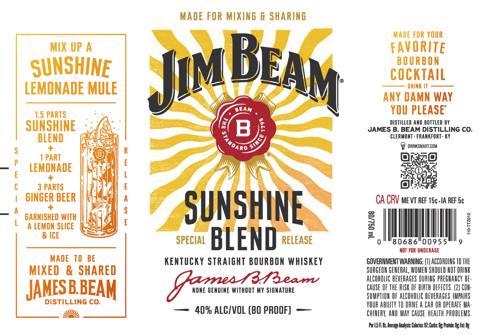 Jim Beam Sunshine Blend Kentucky Straight Bourbon Whiskey