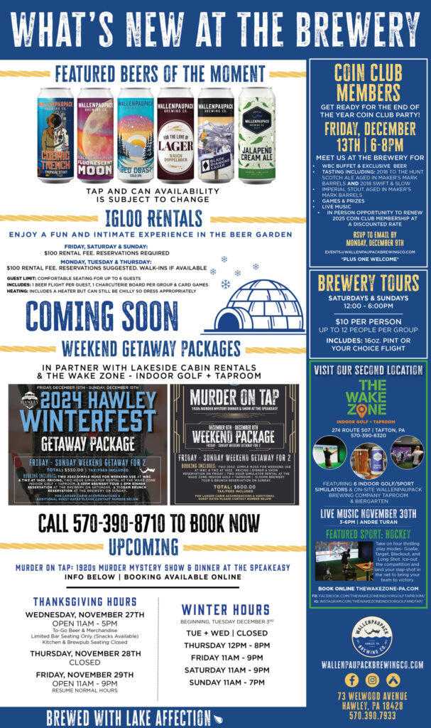 Seasonal News & Brews From Wallenpaupack Brewing