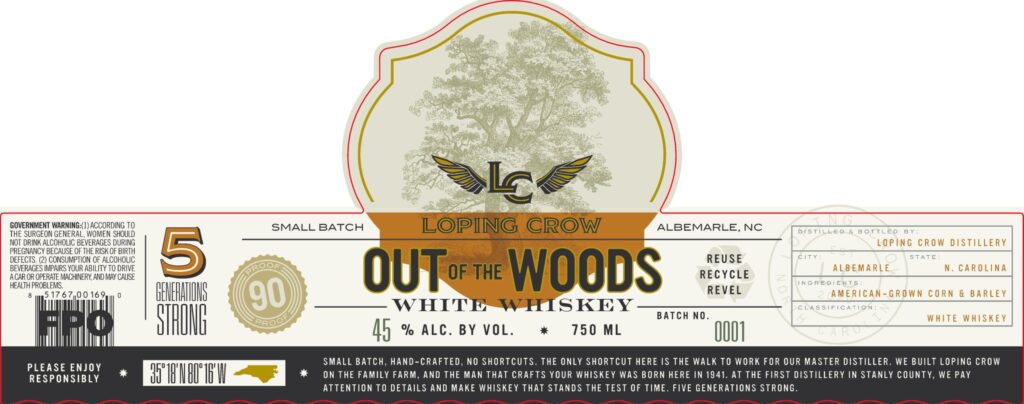 Lopping Crow Distillery Out Of The Woods White Whiskey