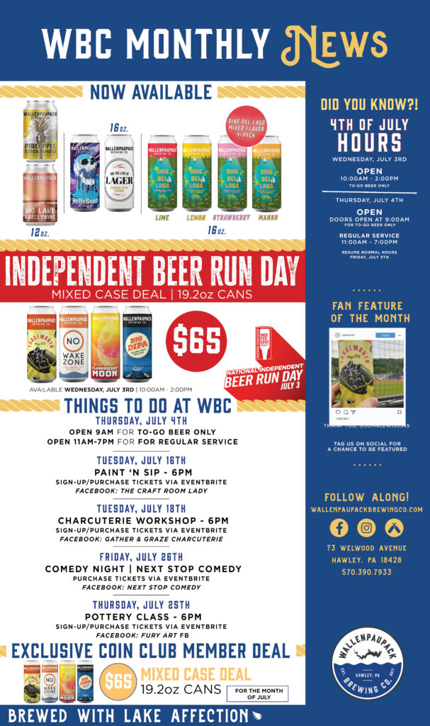Wallenpaupack Brewing Announces July Releases