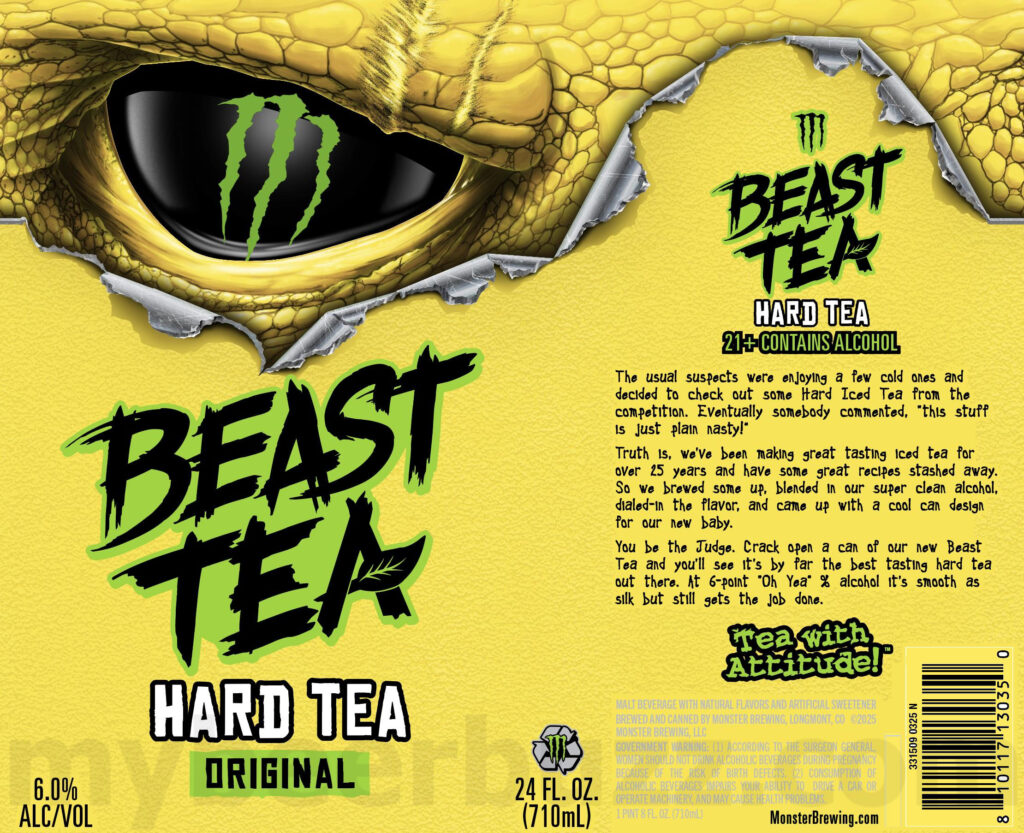Monster Brewing / Oskar Blues Adding Beast Tea Original, Peach, Green Tea & Lemonade