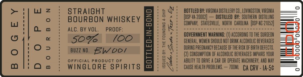 Wingalore Spirits Bogey Dope Bourbon Straight Bourbon Whiskey