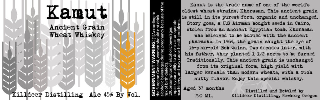 Killdeer Distilling Kamut Ancient Grain Wheat Whiskey