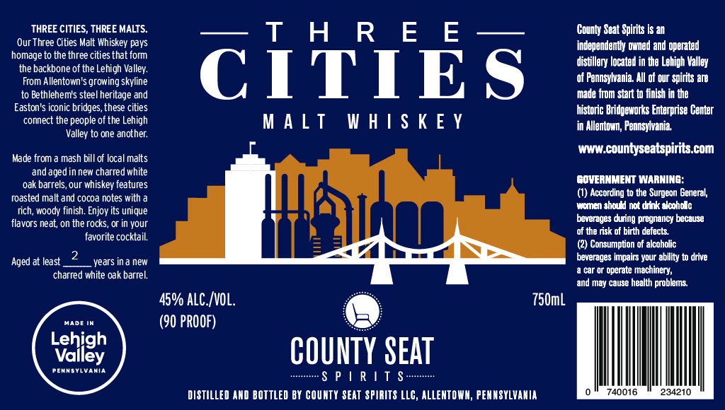 County Seat Spirits Three Cities Malt Whiskey