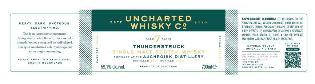 The Whiskey Lab Uncharted Whisky Co Thunderstruck Auchroisk Distillery 7-Year