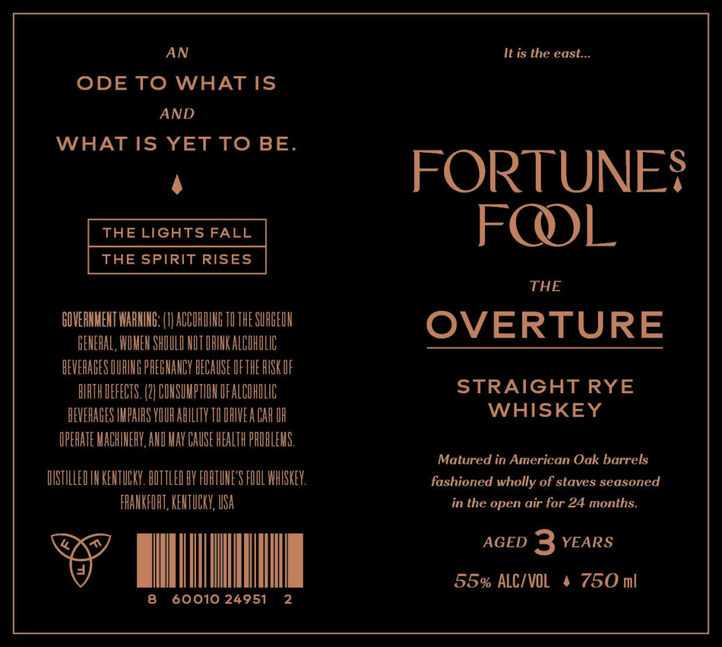 Castle & Key Distillery Fortune’s Fool The Overture Straight Rye Whiskey
