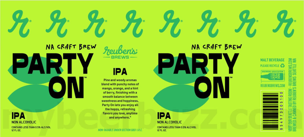 Reuben’s Brews Adding Party On IPA & Party On Pils Non-Alcoholic Beers