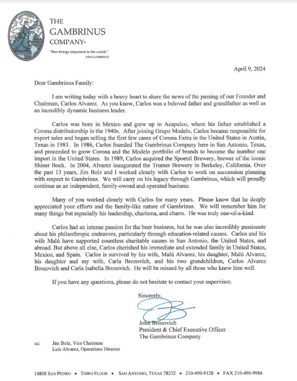 Carlos Alvarez, Founder of The Gambrinus Passes Away