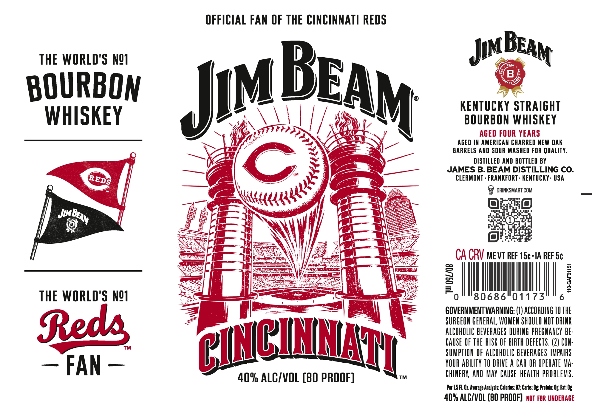 Jim Beam Cincinnati Reds Fans Bourbon Whiskey