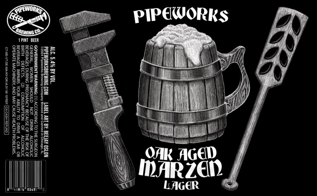 Pipeworks Adding Oak Aged Marzen Lager, Shark Dressed Man, Cloud King, Pastrami On Rye Manny’s Edition & Fancy Little Holiday Shindig Cans