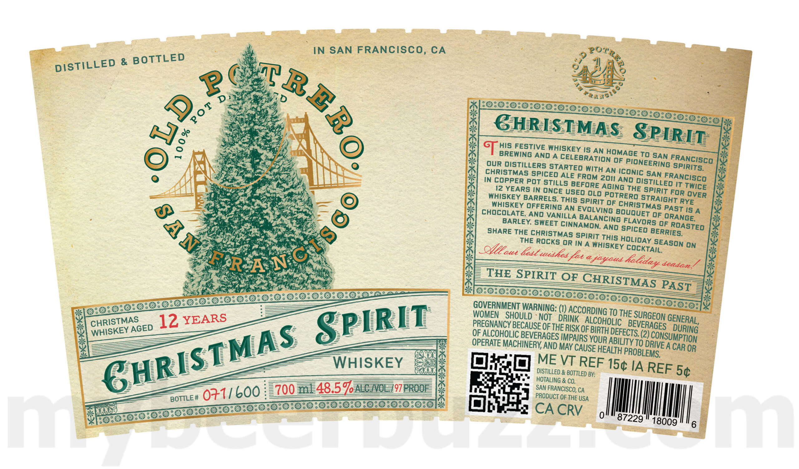 Hotaling & Co 2024 Old Potrero 12-Year Christmas Spirit Whiskey