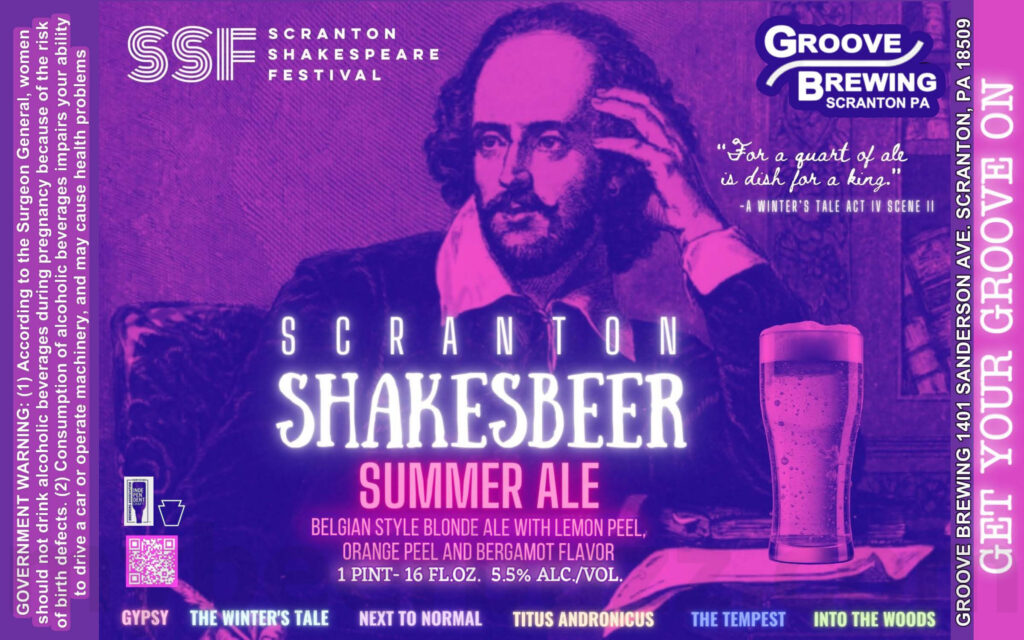 Groove Brewing (Scranton, PA) Adding Scranton Shakesbeer Summer Ale For Scranton Shakespeare Festival / Blueberry Lemon Shandy