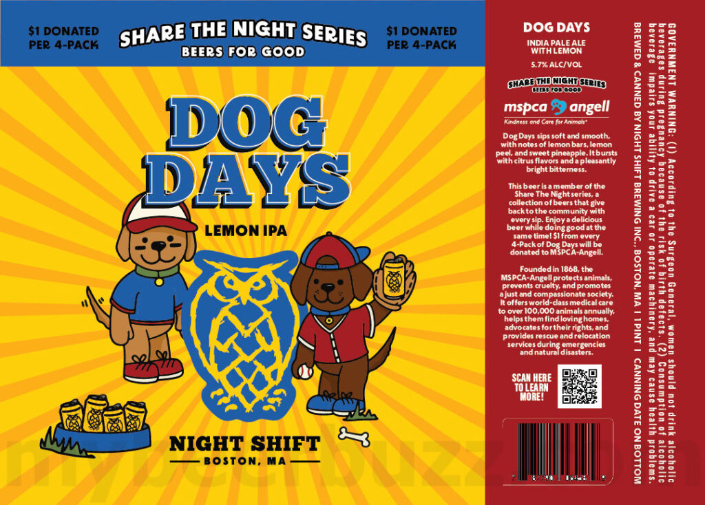 Night Shift Adding Dog Days Lemon IPA To Share The Night Series / Rickey Sour / Granita Sour / Fruity With A Booty