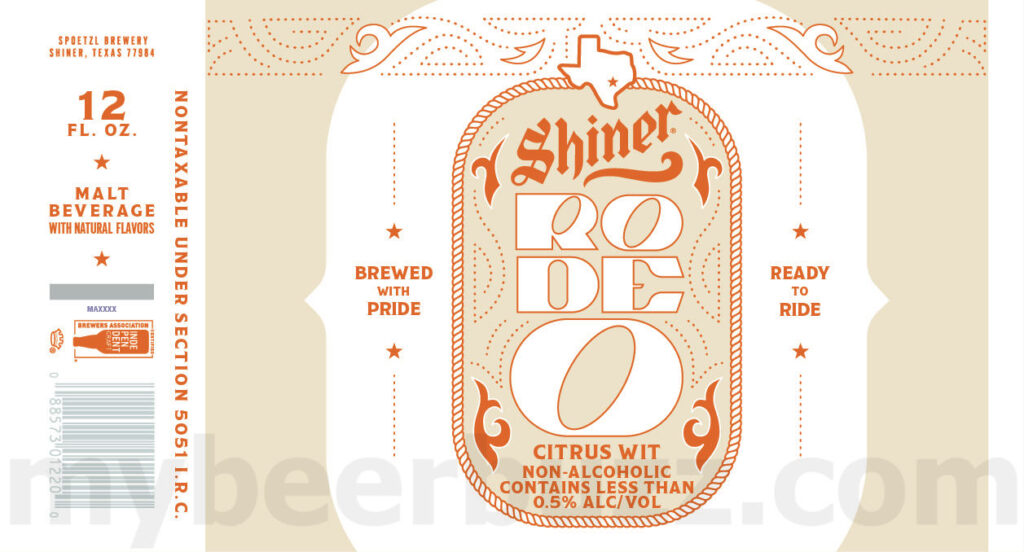 Shiner Adding Rodeo Citrus Wit Non-Alcoholic Beer