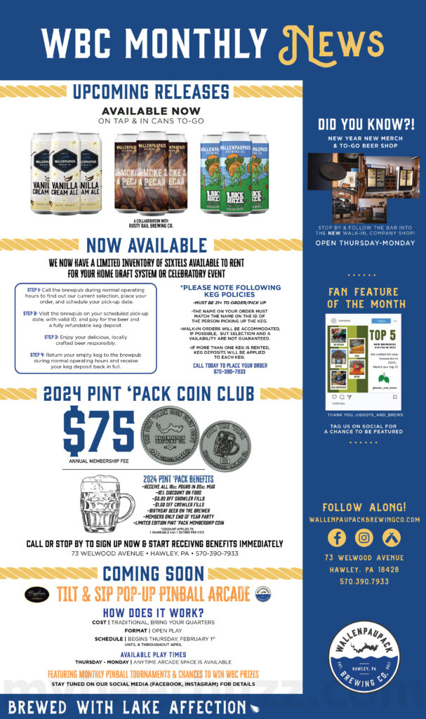 February News From Wallenpaupack Brewing