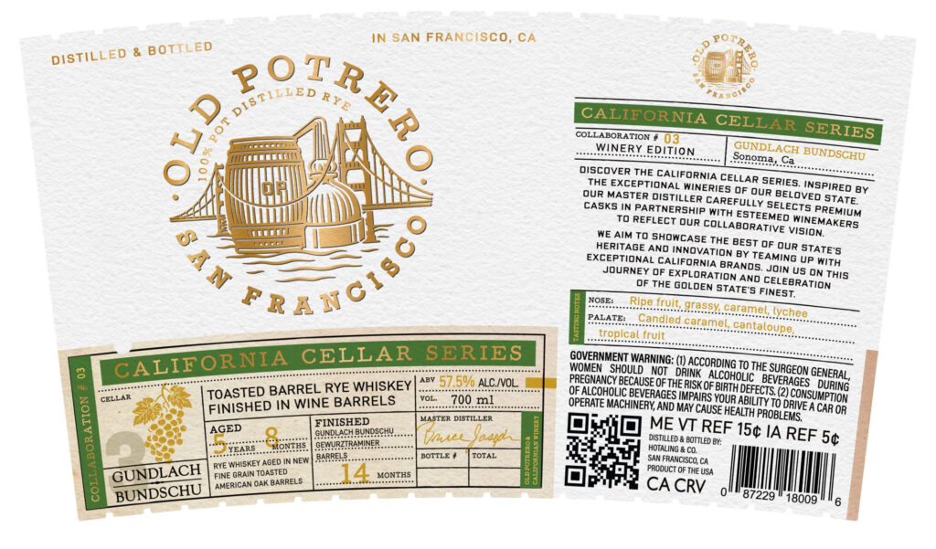Hotaling & Co California Cellar Series Old Potrero Gundlach Bundschu Toasted Barrel Rye Whiskey Finished In Wine Barrels